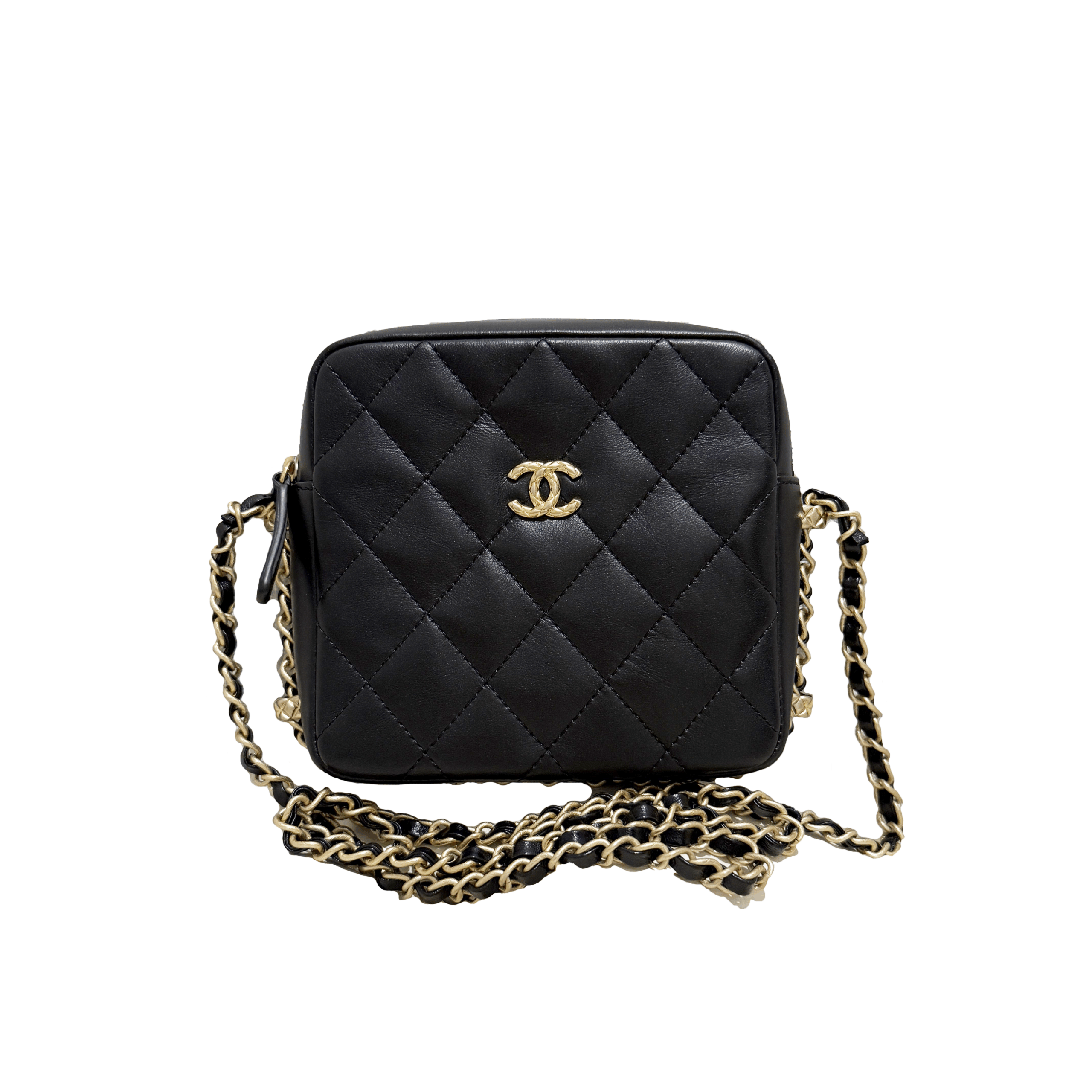 シャネル ココマーク マトラッセ チェーンショルダーバッグ スクエア 黒