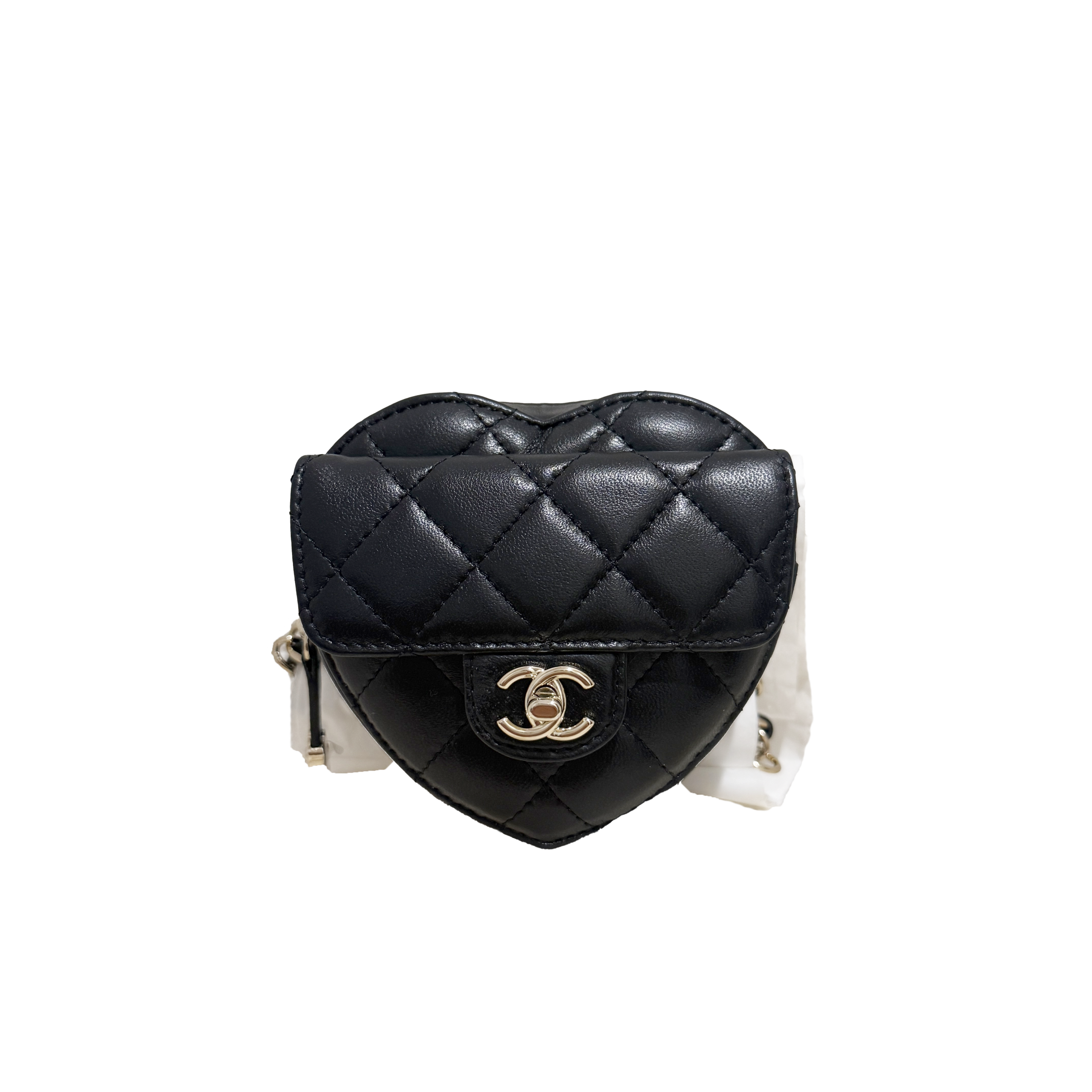 シャネル　チェーンショルダーポーチ　ハート　ラムスキン　黒　AP2784 B07958 94305