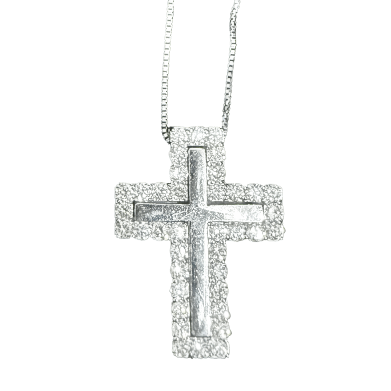 ネックレス　クロス　メレダイヤモンド1ct　K18WG