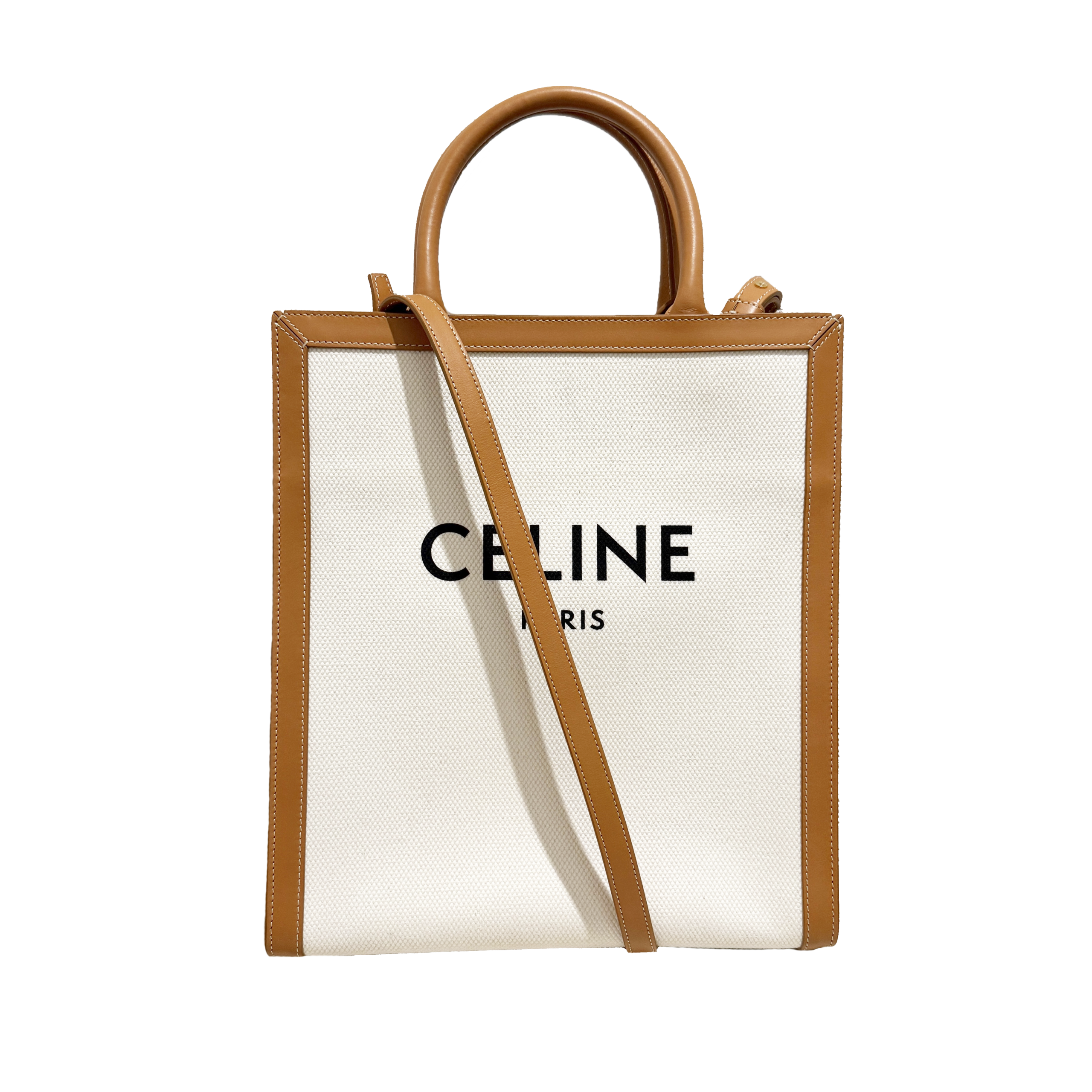 セリーヌ バーティカルカバ ショルダートートバッグ タン